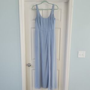 Blue Sleeveless Scoop Neck Maxi Gown